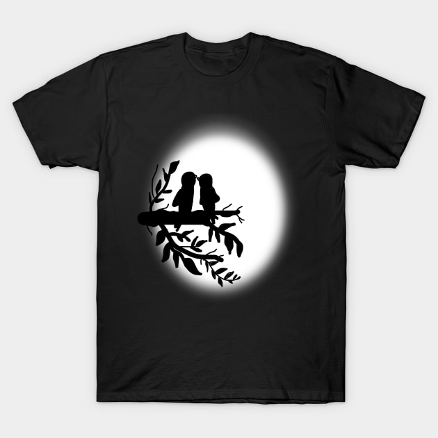 love birds in moonlight T-Shirt by RAK20